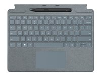 Microsoft Clavier Signature pour Surface Pro - Clavier - avec pavé tactile, accéléromètre, plateau de rangement et de chargement du Surface Slim Pen 2 - AZERTY - Français - bleu iceberg - avec Slim Pen 2 - pour Surface Pro 8, Pro X 8X6-00044