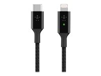 Belkin BOOST CHARGE Smart - Câble Lightning - 24 pin USB-C mâle pour Lightning mâle - 1.2 m - noir - Prise en charge de Power Delivery - pour Apple iPhone 11, 11 Pro, 11 Pro Max, 8, 8 Plus, X, XR, XS, XS Max CAA006BT04BK