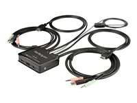 StarTech.com 2 Port HDMI KVM Switch, 4K 60Hz, Compact Dual Port UHD/Ultra HD USB Desktop KVM Switch with Integrated 4ft Cables & Audio, Bus Powered & Remote Switching, MacBook ThinkPad - 4K KVM Switch w/ Audio (SV211HDUA4K) - Commutateur écran-clavier-souris/audio - 2 x KVM / audio - 1 utilisateur local - de bureau SV211HDUA4K