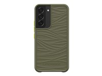 LifeProof WAKE - Coque de protection pour téléphone portable - 85 % de plastique recyclé provenant de l'océan - vert gambit - modèle d'onde douce - pour Samsung Galaxy S22 77-86649