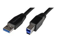 StarTech.com Câble USB 3.0 actif USB-A vers USB-B de 5 m - Cordon USB A vers B - USB 3.1 Gen 1 (5 Gb/s) - M/M - Noir - Câble USB - USB Type B (M) pour USB type A (M) - USB 3.0 - 5 m - moulé - noir - pour P/N: ST1030USBM USB3SAB5M