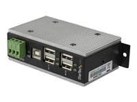 StarTech.com Multiprise USB 2.0 industrielle à 4 ports avec protection électrostatique (ESD) 15 kV (HB20A4AME) - Concentrateur (hub) - 4 x USB 2.0 - Montage sur rail DIN - Tension CC - Conformité TAA - pour P/N: ITB20D3250 HB20A4AME
