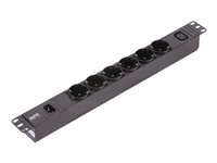 APC Easy Basic Rack PDU EPDU1010B-SCH - Unité de distribution secteur (rack-montable) - CA 200-240 V - monophasé - entrée : IEC 60320 C14 10A - connecteurs de sortie : 7 (power IEC 60320 C13, 6 alimentations) - 1U - 19" - 2.5 m cordon EPDU1010B-SCH