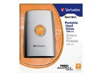 Verbatim SmartDisk Portable - Disque dur - 320 Go - externe (portable) - 2.5" - USB 2.0 - 5400 tours/min - mémoire tampon : 8 Mo 47564