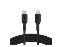 Belkin BOOST CHARGE - Câble Lightning - 24 pin USB-C mâle pour Lightning mâle - 2 m - noir - Alimentation USB (18 W) CAA004BT2MBK