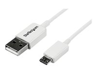 StarTech.com Câble Micro USB 1 m - A vers Micro B - Cordon Micro USB 2.0 - 1x USB A (M) 1x USB Micro B (M) - Blanc 1m - Câble USB - Micro-USB de type B (M) pour USB (M) - USB 2.0 - 1 m - moulé - blanc - pour P/N: USBEXTPAA1MW, USBEXTPAA2MW, USBEXTPAA3MW, USBPAUB2MW, USBPAUB50CMW USBPAUB1MW