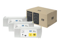 HP 83 - Pack de 3 - jaune - originale - cartouche d'encre - pour DesignJet 5000ps uv, 5000uv, 5500, 5500 uv, 5500ps, 5500ps uv C5075A