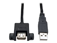 Tripp Lite 6 Inch Panel Mount USB 2.0 Extension Cable USB A to Panel Mount A Male/Female 6" - Rallonge de câble USB - USB (M) pour USB (F) - USB 2.0 - 15 cm - moulé - noir U024-06N-PM