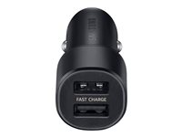 Samsung Dual Car Charger EP-L1100 - Adaptateur d'alimentation pour voiture - 15 Watt - 2 A - FC - 2 connecteurs de sortie (USB) - sur le câble : Micro-USB, USB-C - noir EP-L1100WBEGEU